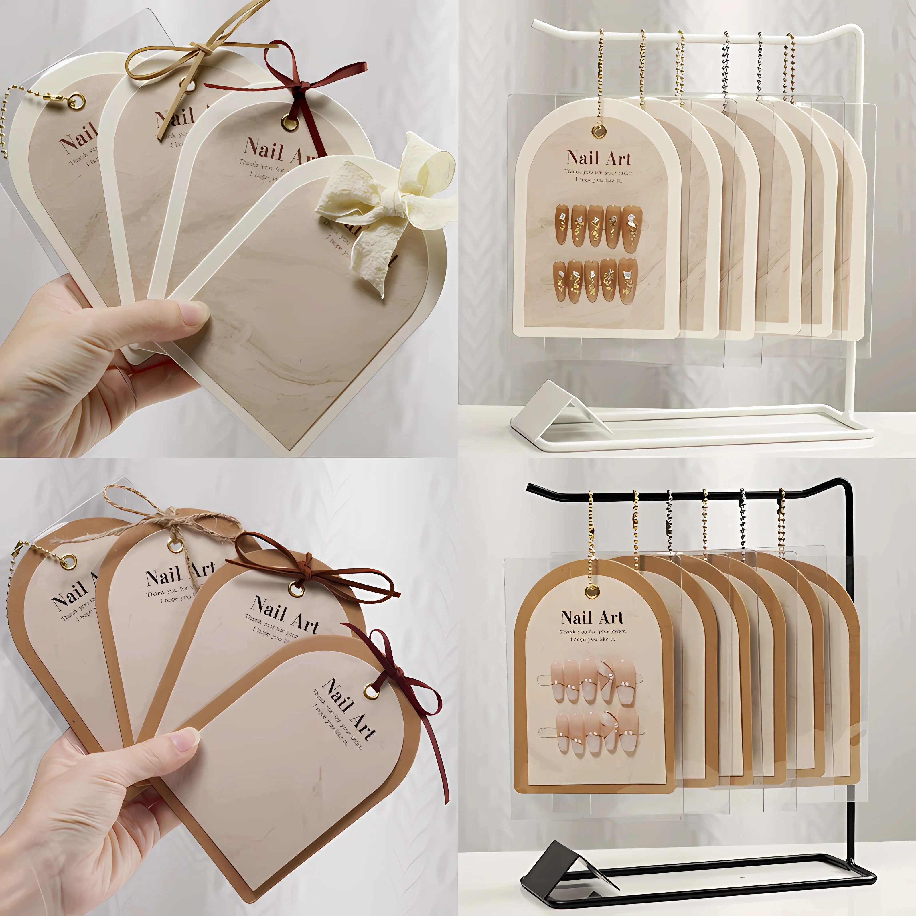 5 PCS Nail Sample Storage Organizer with Dustproof Bag Storage Ins Style Wear Nail Art Display Cards for Stand Manicure Tools