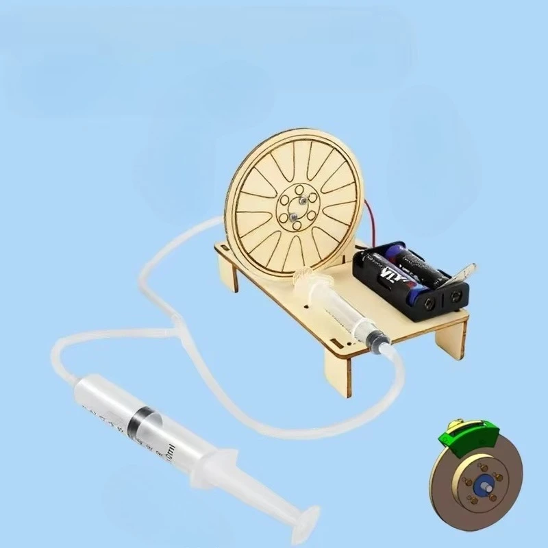 Car Brake System Model Hydraulic Disc Brake STEM Educational Toy Wooden Physics Experiment Kit for Kids Boys Christmas Gift
