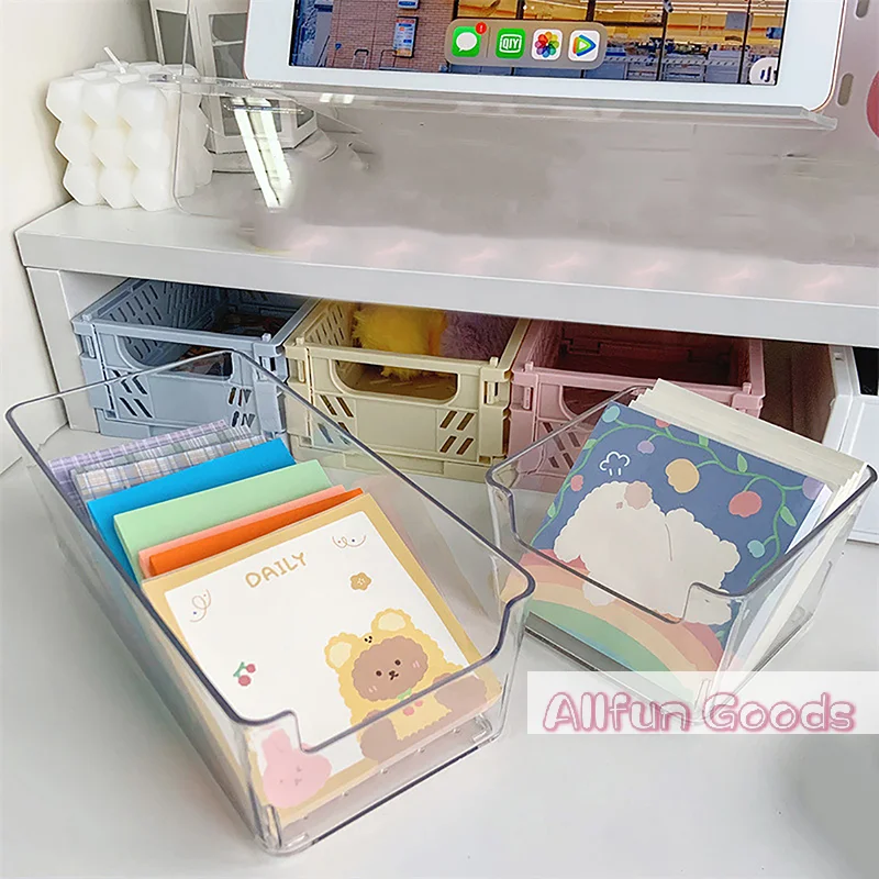 Acrylic Storage Box Transparent Desktop Organizer Large Capacity Stickers Box Subpackage Holder Desktop Stationery Storage Box