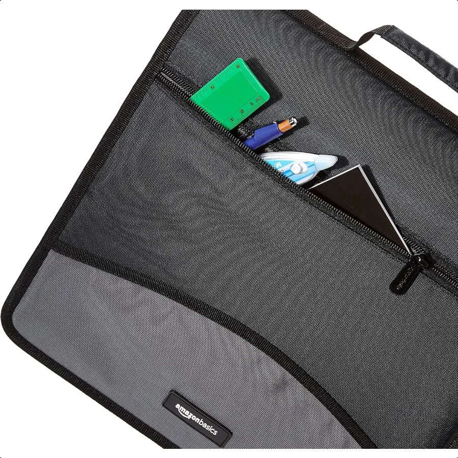 지퍼가 달린 튼튼한 3링 바인더 문서를 정리하여 보관할 수 있는 견고한 수납 공간 3인치 블랙