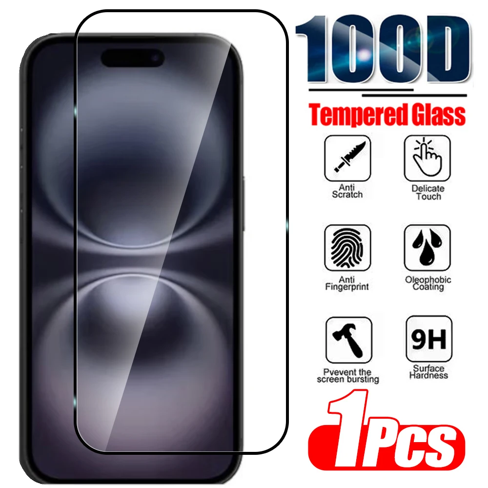 1Pcs HD Screen Protector For iPhone 16 15 14 Plus 12 13 mini 11 Pro Max Tempered Glass For iPhone X XS XR 8 7 6 6s Glass Film