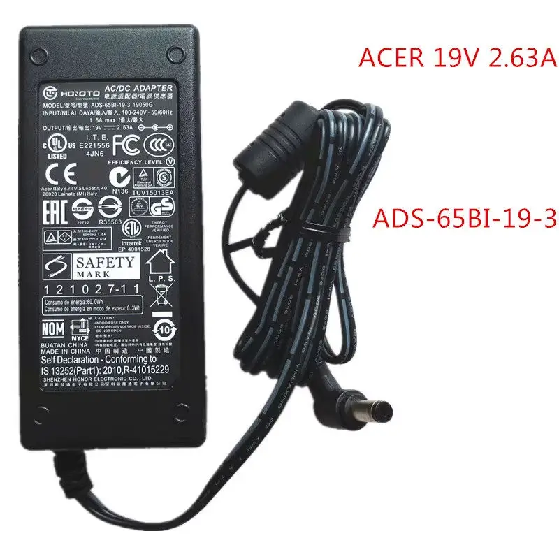 Genuine HOIOTO ADS-65BI-19-3 19050G  PA-1501-91 AC DC Adapter Power Charger 19V 2.63A 50W For BENQ EW2740L EW274 VYE MINI-VS37