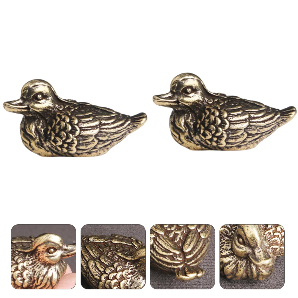 

2Pcs Decorative Duck Statue Brass Wedding Adornment Vintage Retro Household Ornament Perfect Gift for Home Garden