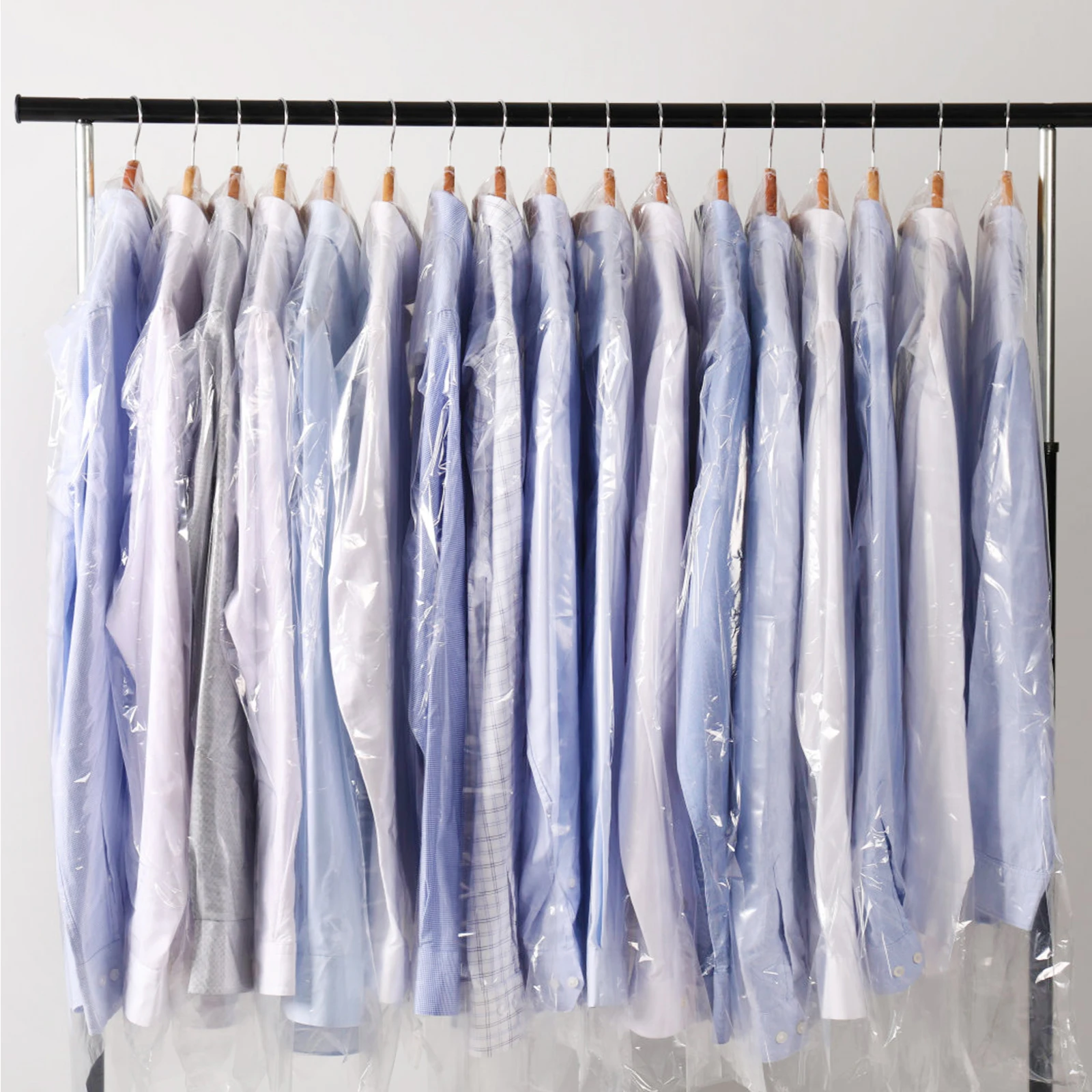 

30Pcs Single Garment Clear Bag for Wardrobe Storage Suit Protective Cover with Shoulder Shape Design Open Bottom Hook Hole