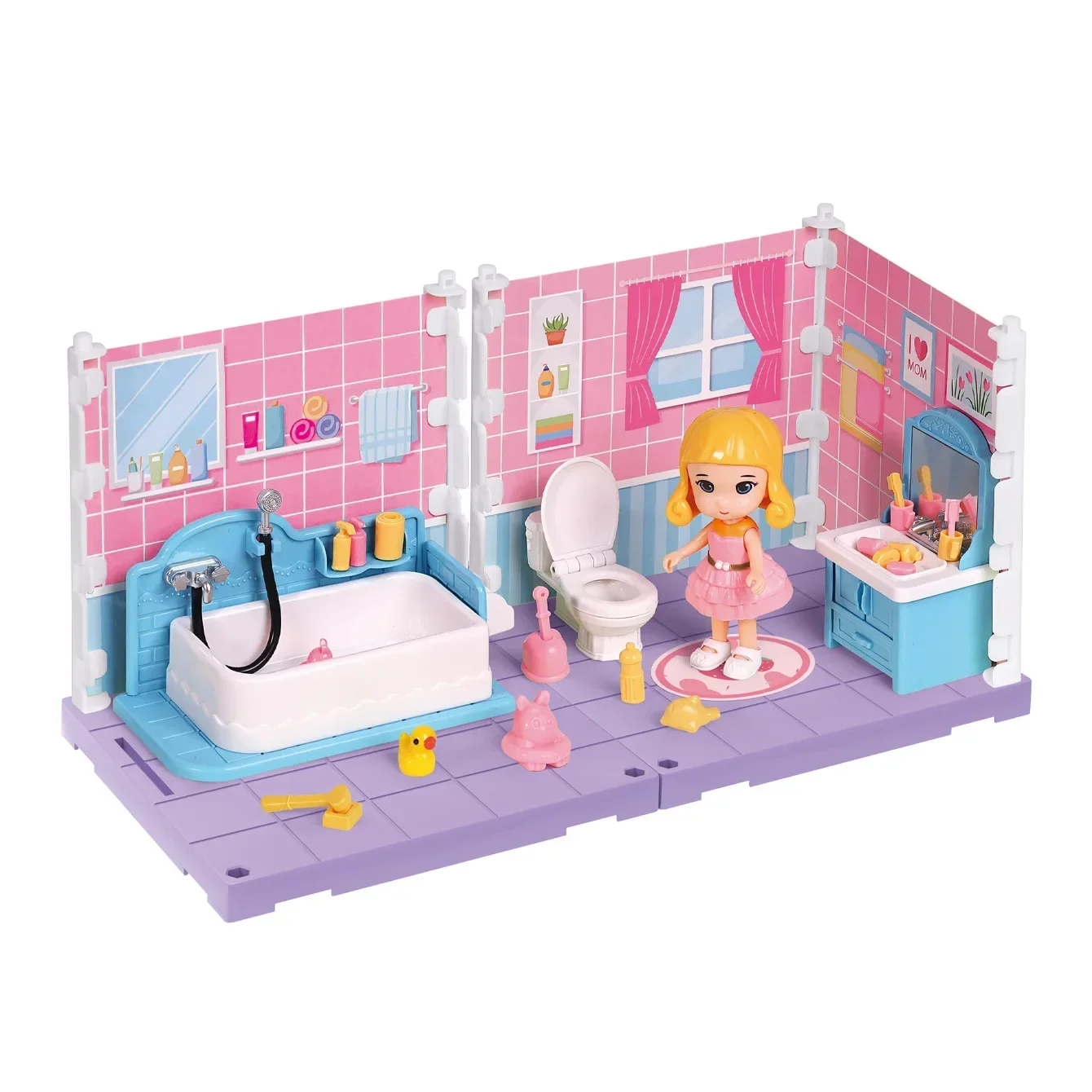 Mini muebles simulados para casa de muñecas, dormitorio, baño, cocina, muebles de estudio, juguetes para jugar a las casitas, juguetes de ensamblaje Diy, regalo de Año Nuevo para niños