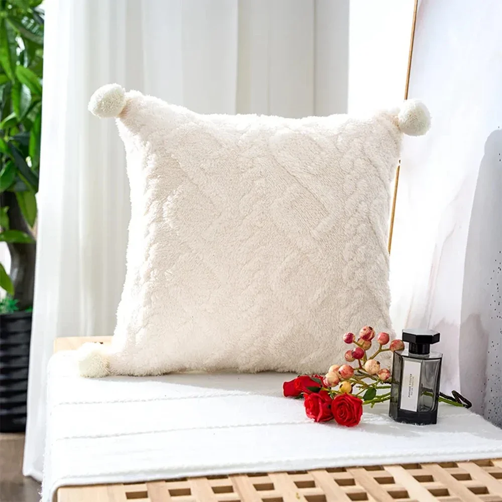 Pillowcase Decorative Home Pillows White Retro Fluffy Soft Throw Pillowcover For Sofa Couch Cushion Cover Home Decor wholesale