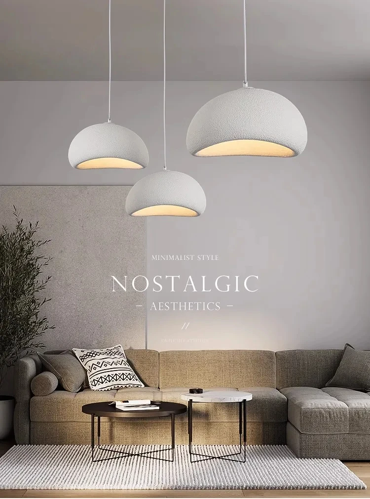 Lampe Suspendue Moderne Blanche Wabi-Sabi Japonaise - Hauteur Réglable E27 - 50x34cm