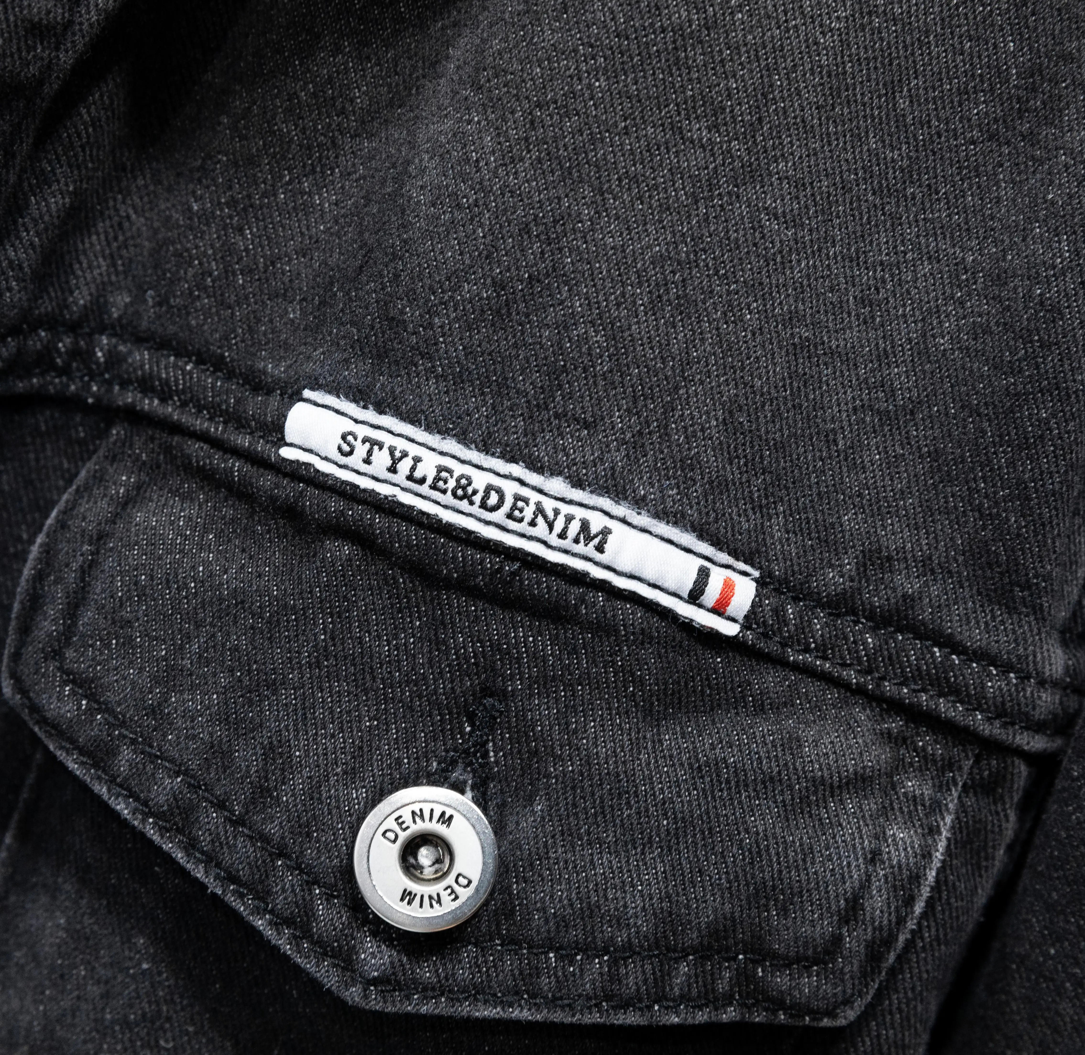 سترة رجالية خريفية كلاسيكية على الطراز الأمريكي متعددة الاستخدامات كبيرة الحجم من قماش الدنيم غير قابلة للتمدد #6