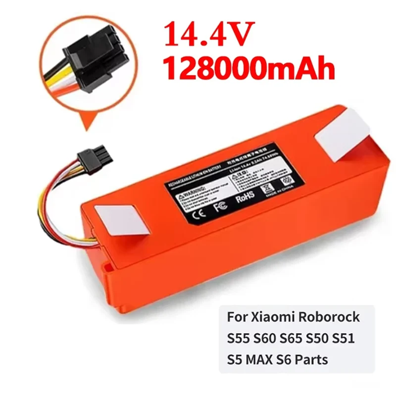 14.4V 12800mAh Robotic Vacuum Cleaner Replacement Battery For Xiaomi Roborock S55 S60 S65 S50 S51 S5 MAX S6 Parts