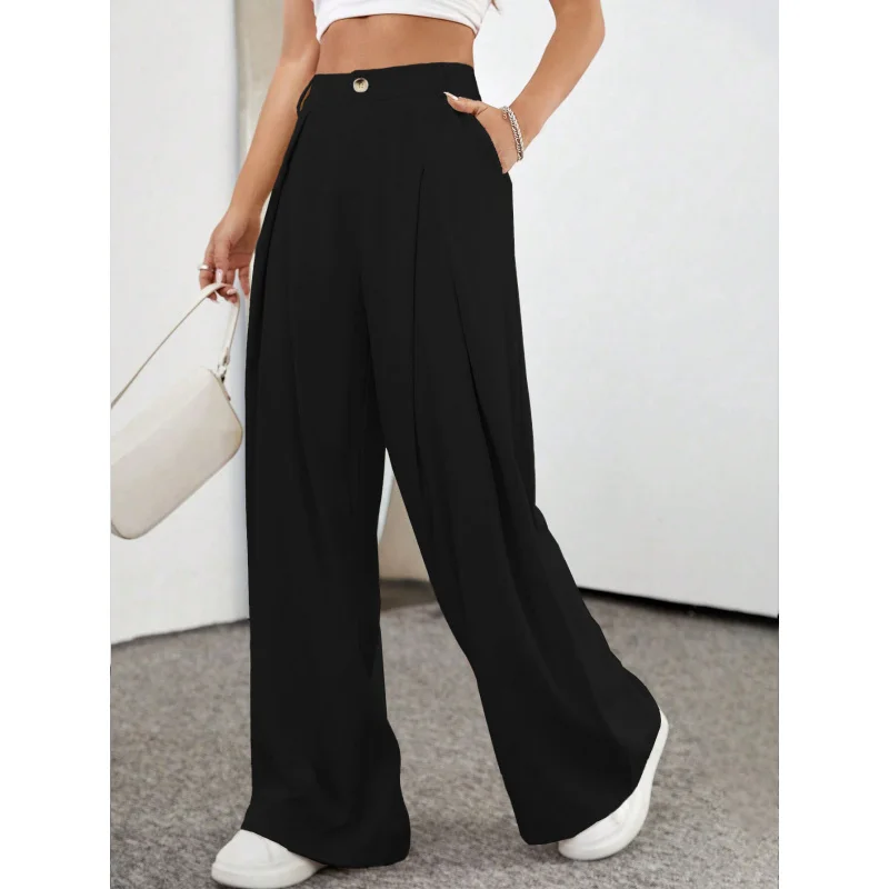 

YQ1-International Station Hot-Selling Basic Versatile Commuter Style Casual Pants2025Spring and summer new office worker wide-le