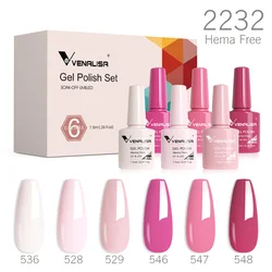 Venalisa Gel Nail Polish Kit VIP Collection HEMA FREE Nail Gel Pink Color Semi Permanent Lacquer Branded Gift Kit 6pcs*7.5ml
