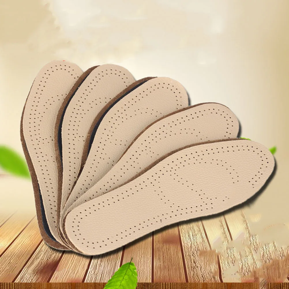 

2pcs Anti-Odor Breathable Insoles Cowhide Shoe Pads Size 45-46 Shock-Absorbing Sports Insole Foot Care Tool