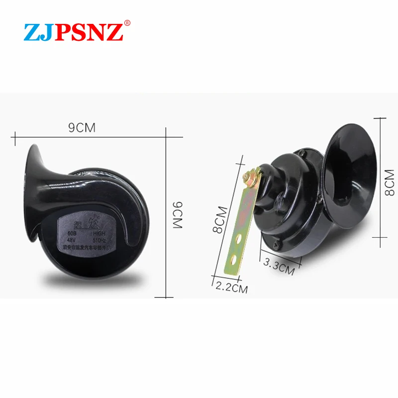 Snail Horn 12V 24V 48V 60V 72V Electric Air Horn Waterproof 510Hz High Tone Horn For Car Motorcycle Truck Boat Scooter Vehicle