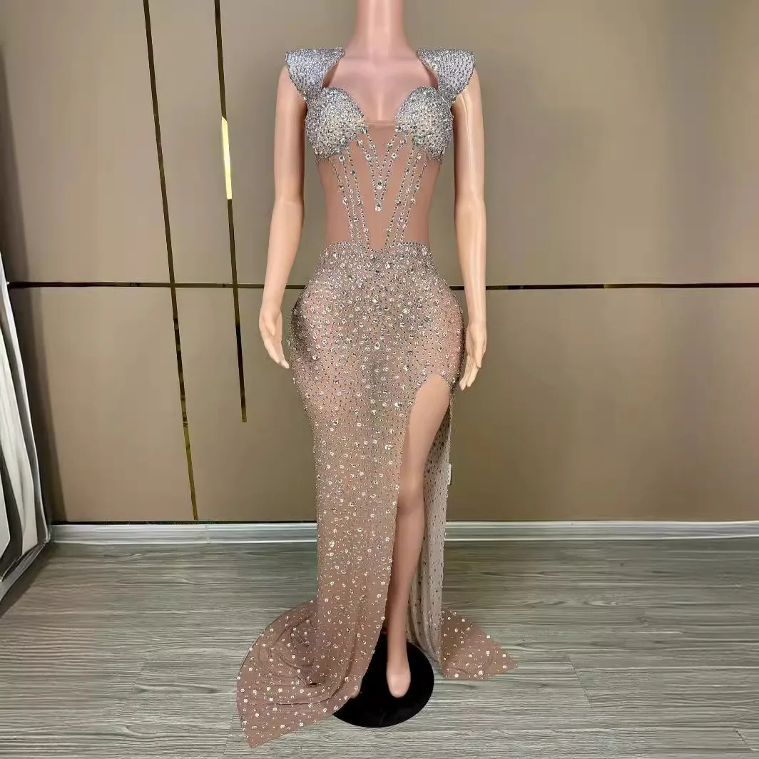 

Bar Nightclub Dazzling Crystal Tassel Prom Dress Party Gala Walk Show Kleider Für Besondere Anlässe Birthday Dresses Luxury Prom