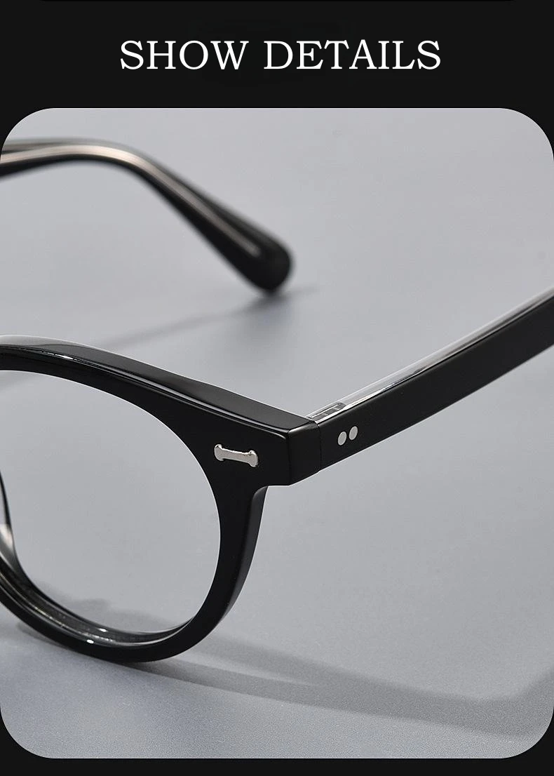 Yimaruili Modetrend Luxus High-End-Acetat Brillen Retro runde optische Brille Rahmen für Männer und Frauen kbt9861 – Detail 5