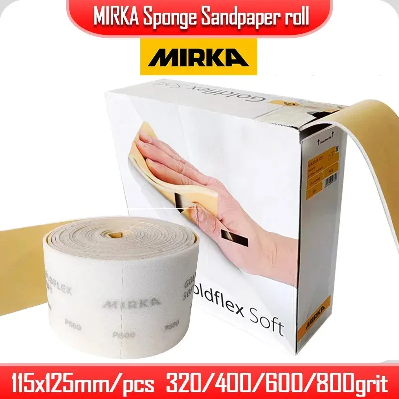 

MIRKA-Песочный губчатый блок, рулон мягкой наждачной бумаги, автомобильная краска, шлифовка, полировка, сухая, влажная, абразивная, 115x125 мм, зернистость 320-800