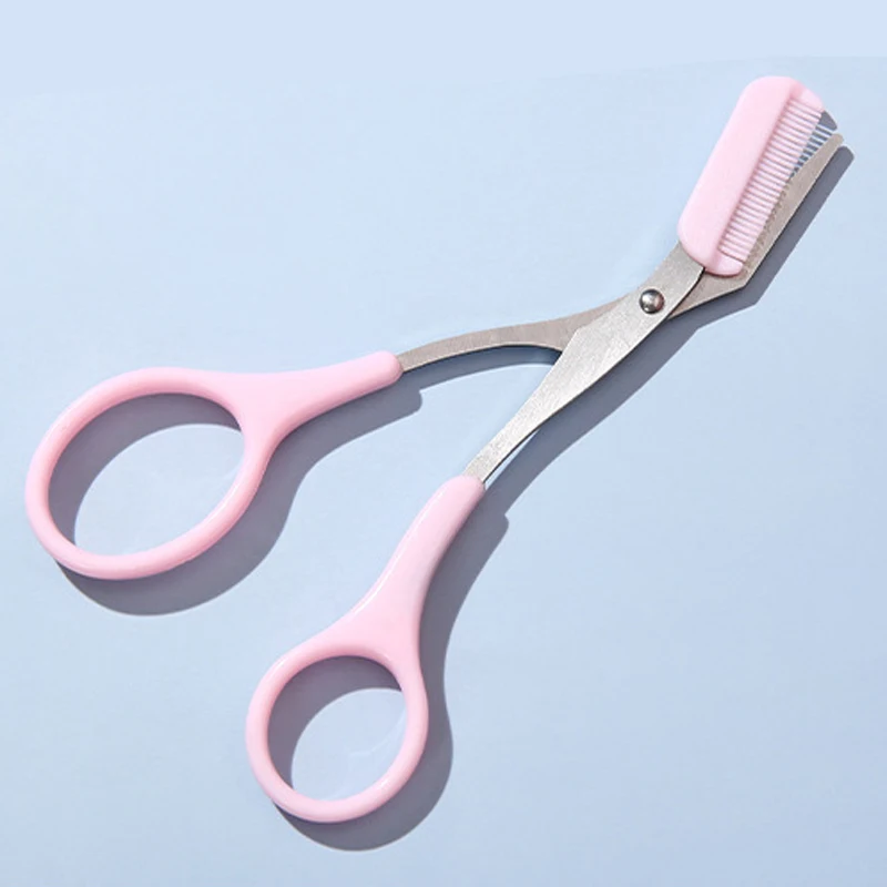 Stainless Steel Eyebrow Trimmer Scissors Professional Makeup Tool Beauty Scissors With Comb Facial Hair Removal Grooming Shaping