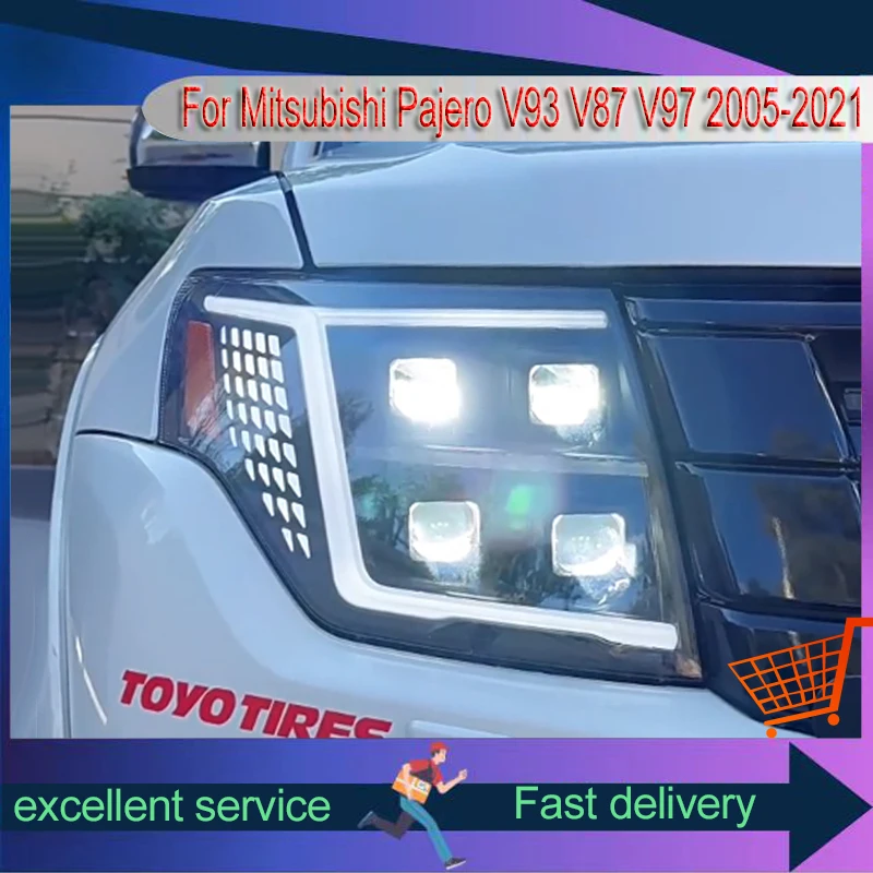 2 PCS Auto Lights For Mitsubishi Pajero V93 V87 V97 2005-2021 Front Lamp Modified DRL Headlight LED Lens Tool Car Part Accessory