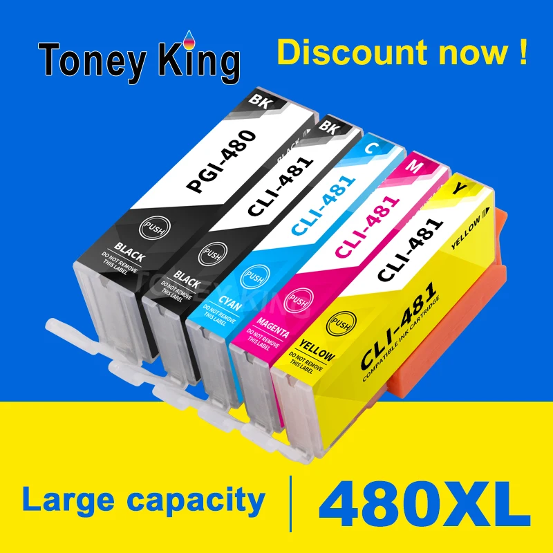 Toney King Compatible PGI-480 CLI-481 PGI480 CLI481 480 481 Ink Cartridge For Canon PIXMA TS8140 TS8240 TS9140 Printers Full Ink