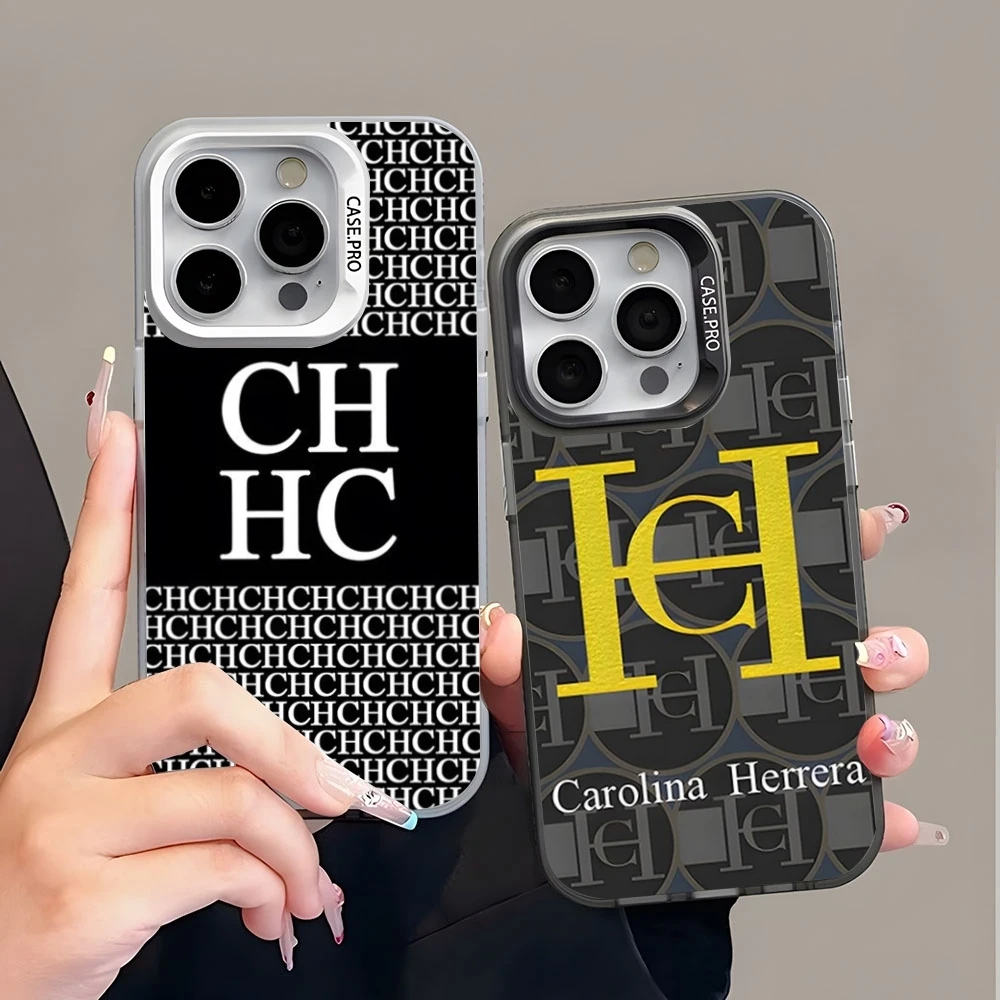 C-Carolina Fashion H-Herreras Phone Case Colored Silver Trendy Phone Case For IPhone 16 15 14 13 12 Pro Max 11 2024 Fashion Coup