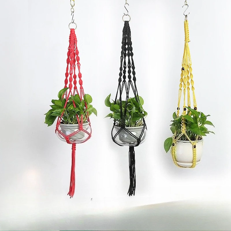 

2pcs Tassel Plant Hanger Yellow Cotton Macrame with Hook Hanging Basket for Indoor Plants