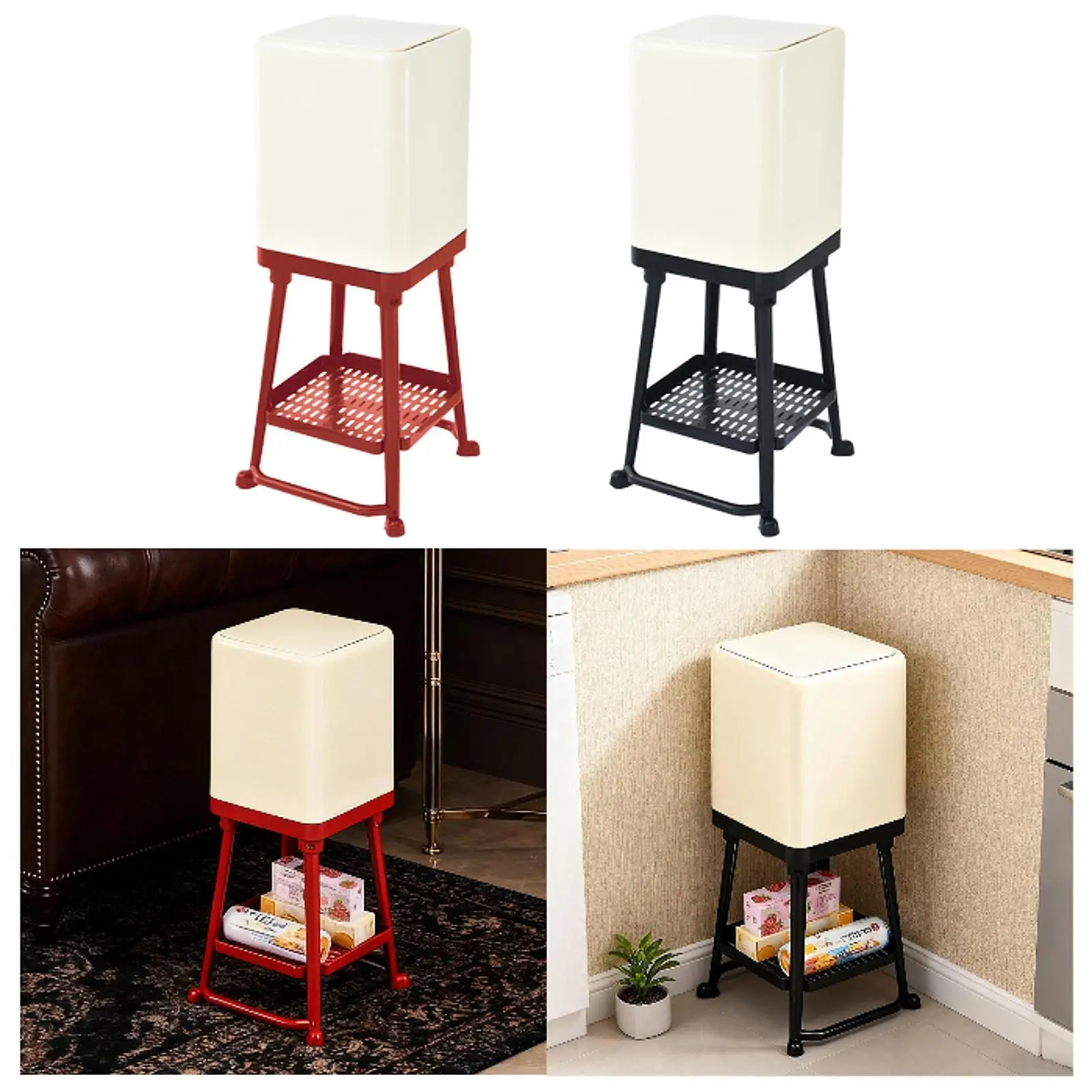 

Press Type Trash Can Tall Garbage Pail Multifunctional Simplistic Dustbin Waste