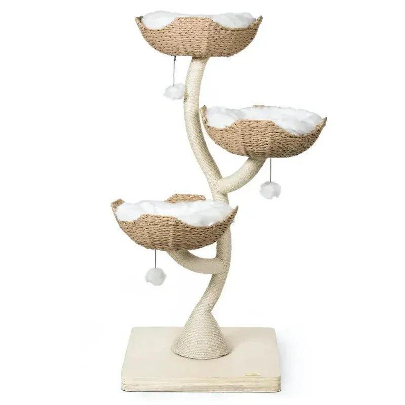 Unique Design Luxury Multi-Level Condo Tree Scratching Tower House With Sisal Climbing Posts Multiple Cats