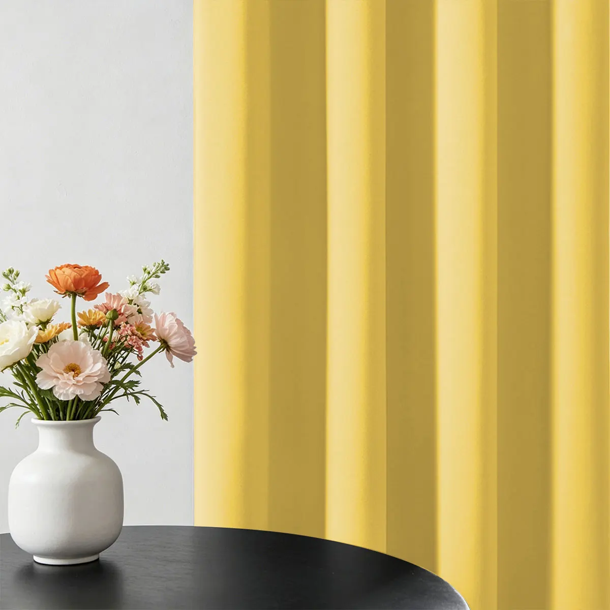 Yellow High Density Blackout Curtains, Eyelet Punch Hole Solid Window Drapes for Bedroom Living Room Nordic Home Decor