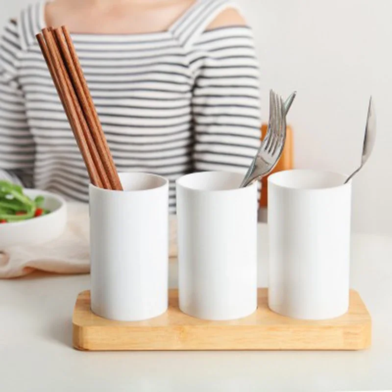 

Kitchen Storage Stand Chopstick Rack, Multifunctional Household Tableware, Spoon Fork Drainage Box, Oak Premium Organizer Rack