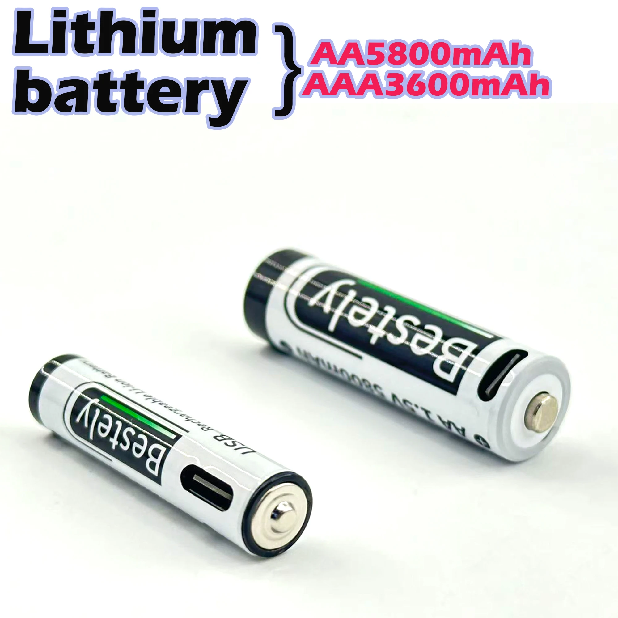 New 1.5V AA+AAA Lithium Rechargeable Battery High Capacity Type-C Li-ion Battery for Remote Control Mouse Camera Toys