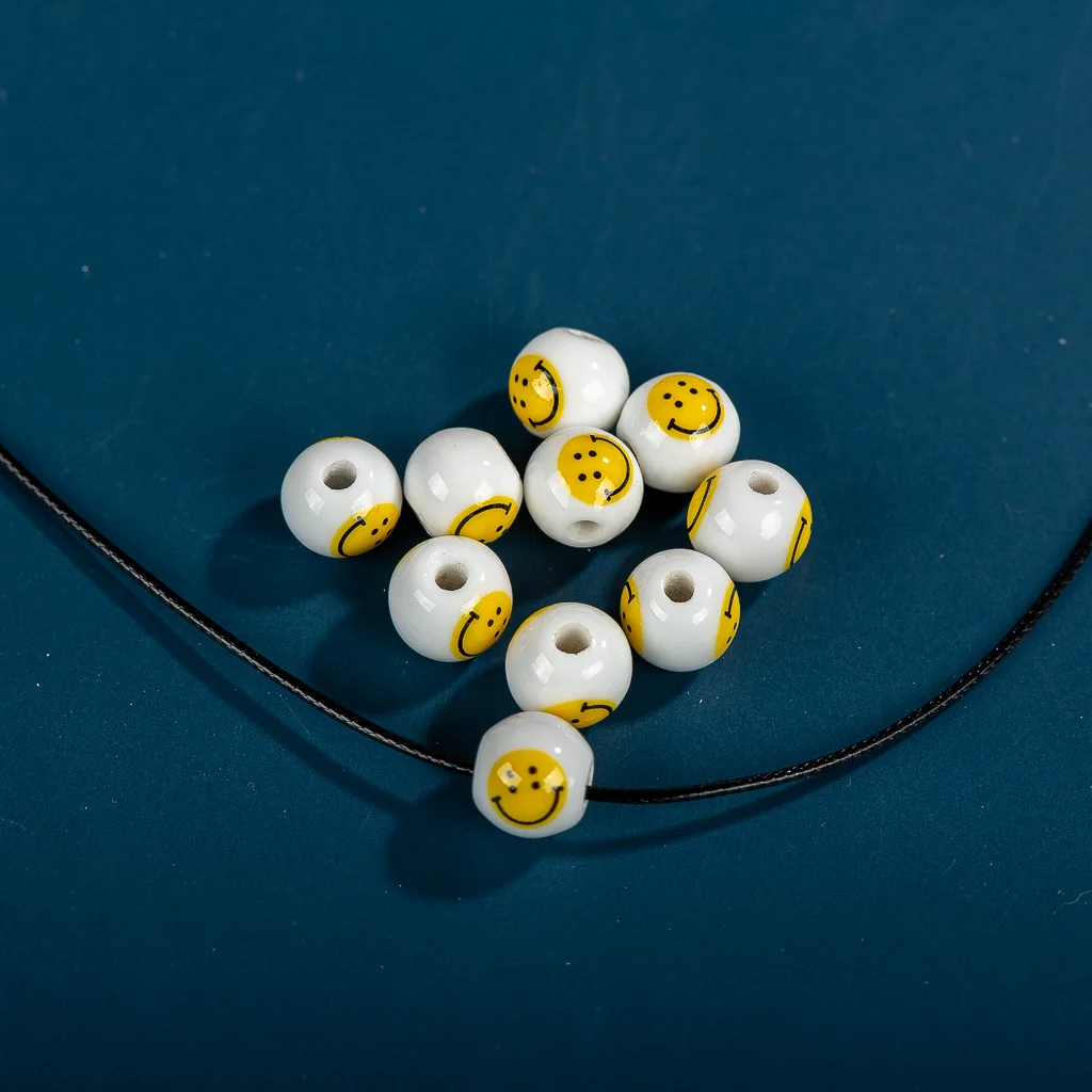 10#10pcs Punk Style Smiling Face High Temperature Exquisite High Quality Ceramic Beads Jewelry Making Accessories #MY267