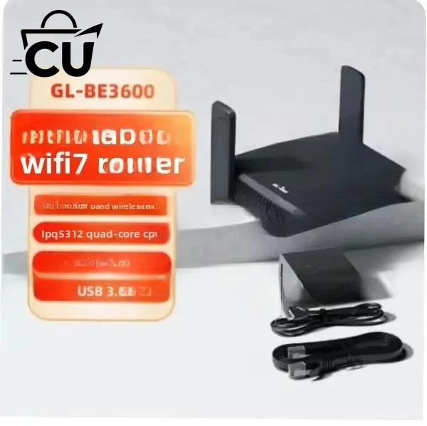 GL-BE3600 (Slate 7) WiFi 7 Router with Dual 2.5G Ports, Touchscreen, 3570Mbps Gaming Hotspot, VPN for Public & Hotel Networks