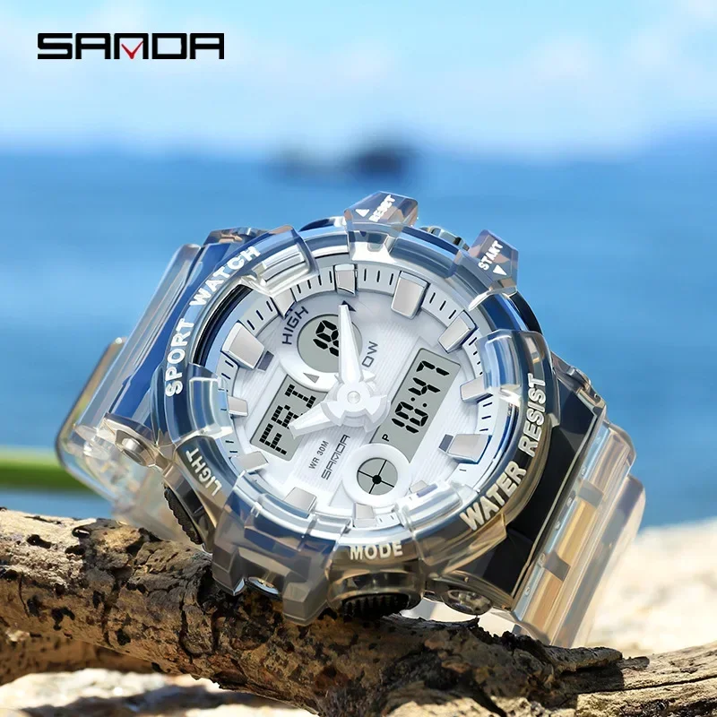 

SANDA men's and women's watches students casual sports outdoor automatic rubber quartz clock 3100 shockproof couple new models