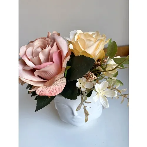 Besa Flowers Valentine's day Face In Pots Artificial Rose Arrangement