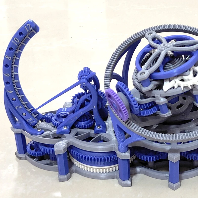 Losowy kolor, druk 3D, tourbillon, mechanizm do samodzielnego montażu dla zegarmistrza, studyjny tourbillon trójosiowy.