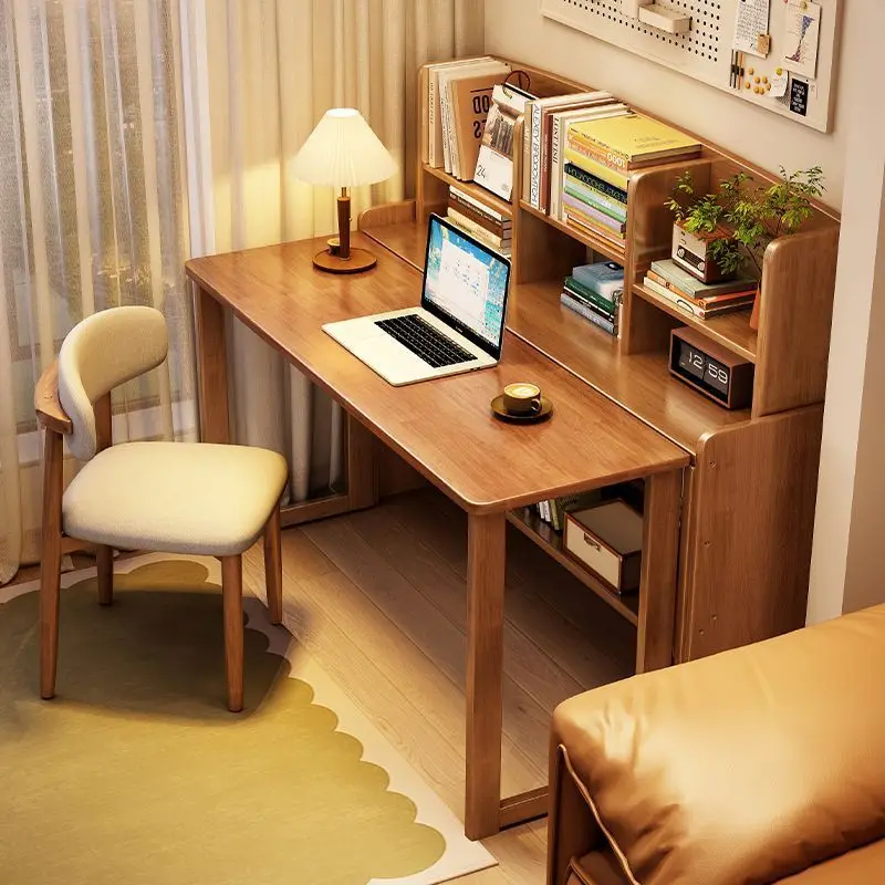 Solid wood folding desk retractable computer table student home study table and chair small apartment bedroom