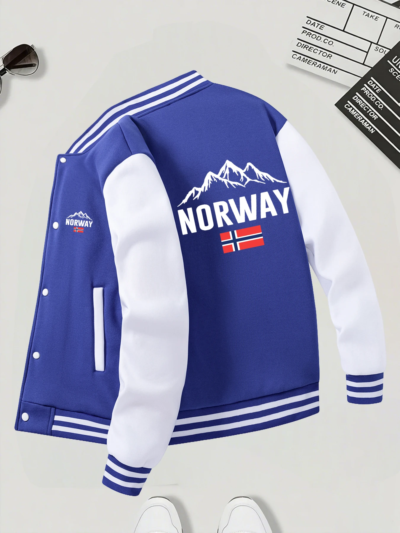 الخريف الشتاء الرجال NORWAY مطبوعة البيسبول سترة معطف فضفاض دافئ يندبروف أبلى موضة شارع العليا في الهواء الطلق الشارع الشهير #4