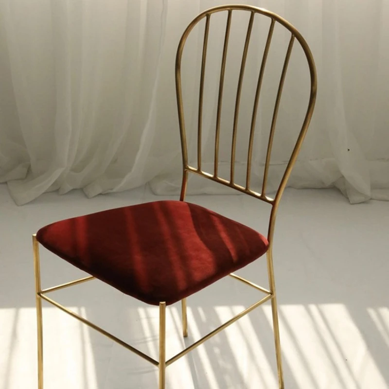 Light luxury leisure chair simple modern wrought iron back chair bedroom dresser chair