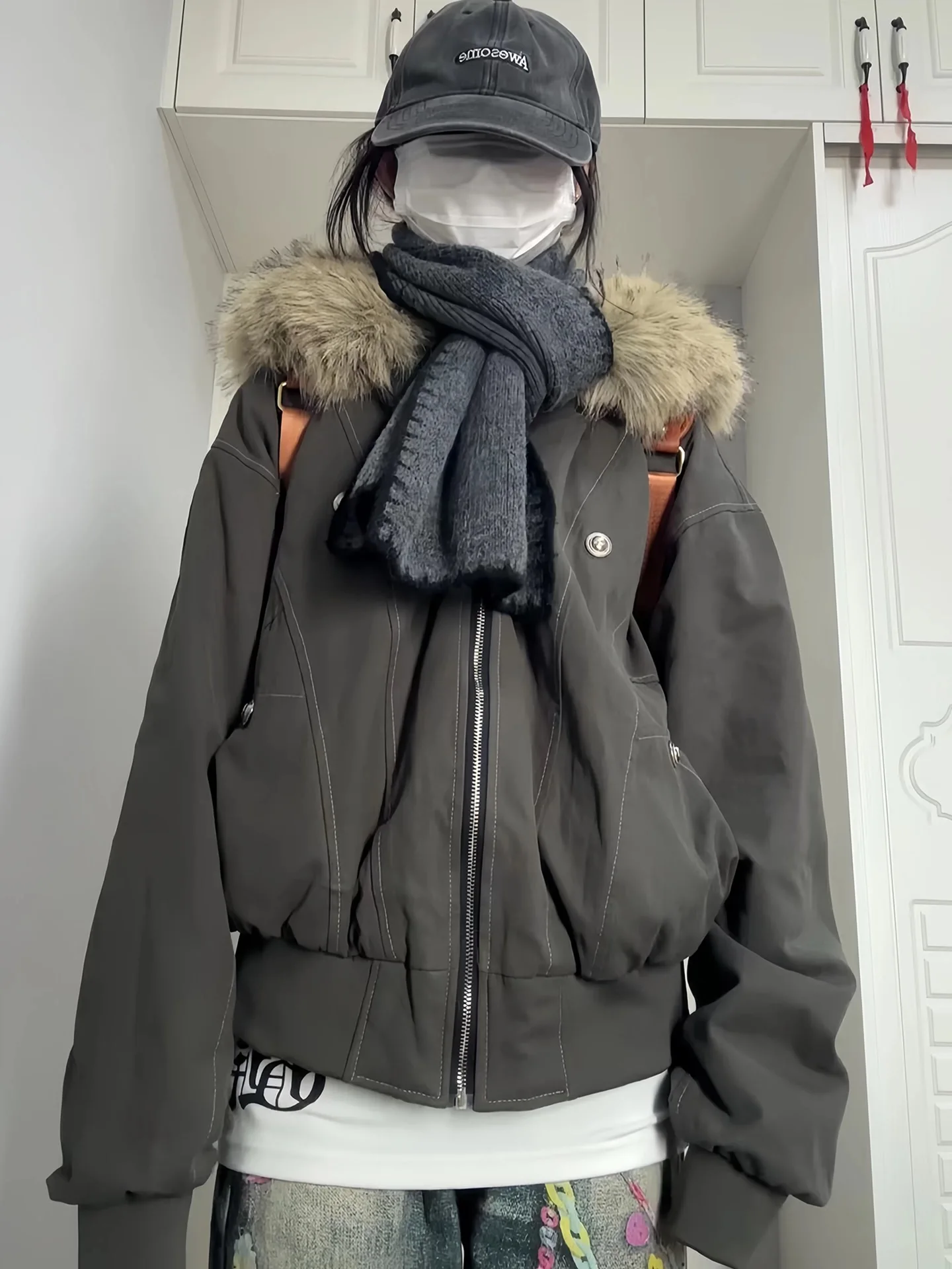 

Women's Unisex Hooded Jacket Autumn Winter Casual Warm Top Vintage Female Long Sleeve Zipper Short Coat 2000s Clothes