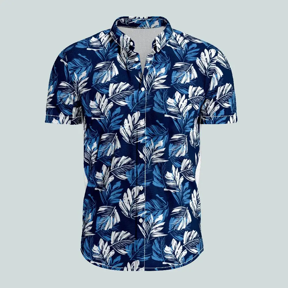 

Retro Hong Kong Style Loose Short Sleeve Hawaii Theme Shirt for Teenagers And Youth Polyester Fabric Summer Fashion Men's Shirt