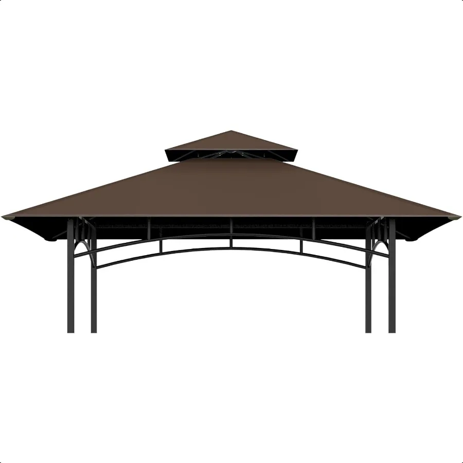 

Grill Gazebo Replacement Top 5 8 Outdoor BBQ Top Cover Double Layer BBQ Gazebo Top Canopy for Model LGG001PSTF Brown