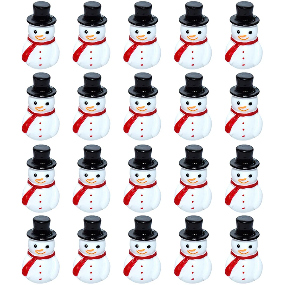 

30 Pcs Mini Snowman Statue Ornaments Model Miniature Figurine Resin Figurines Outdoor Decoration