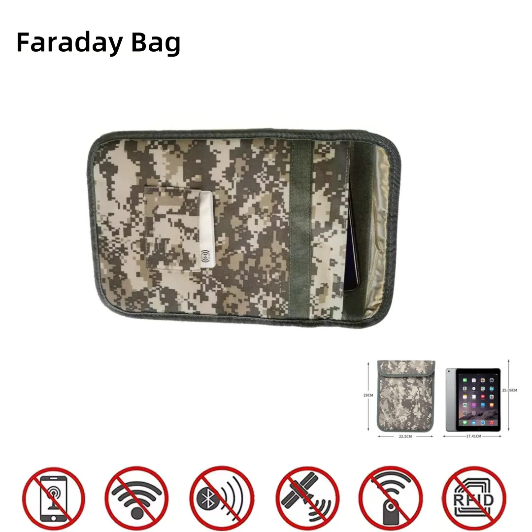 

Camouflage Faraday Bag Cover Anti-Spying/Tracking Tablet PC Signal Blocker GPS Location & EMF Protection