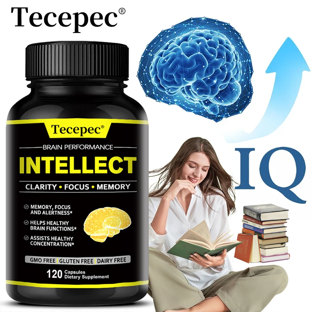 الذاكرة والتركيز والشفافة ومكملات الدماغ للطاقة - معززات الدماغ المعكرونة DMAE Bacopa Monnieri وكبسولات Phosphatidylserine