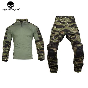 Emersongear 전술 G3 전투 세트 셔츠 바지, 무릎 패드 포함, 업데이트 버전 카모 에어소프트, 시민 전투 유니폼, 사냥복