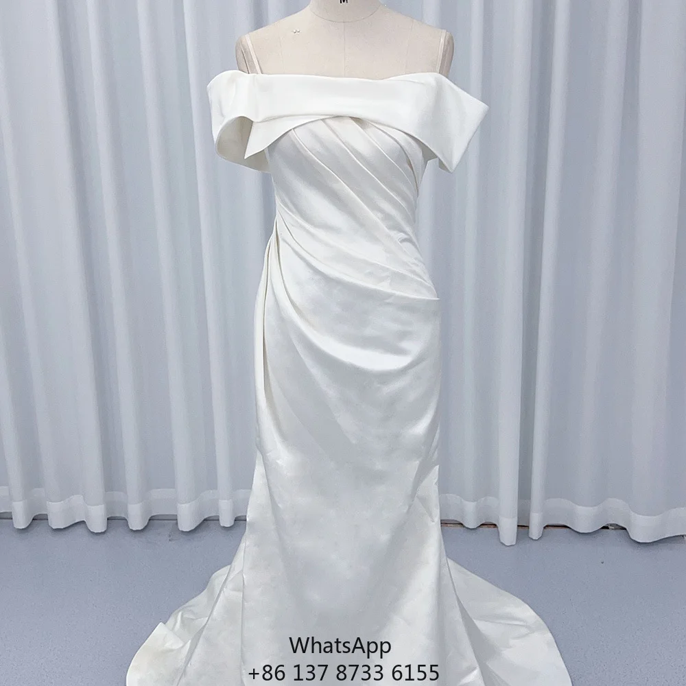 

Свадебные платья HX85: глянцевые, простые, из мягкого атласа, фасон «русалка»