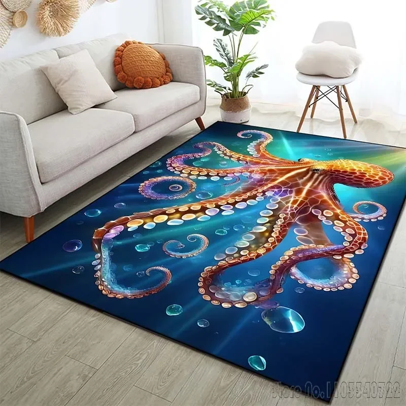 Teppiche mit Oktopus-Kunstmuster für Wohnzimmer, Schlafzimmer, Bodenmatte, Dekor, Badezimmer, rutschfeste Teppiche, Sofa-Matte, Heimdekoration, Teppich