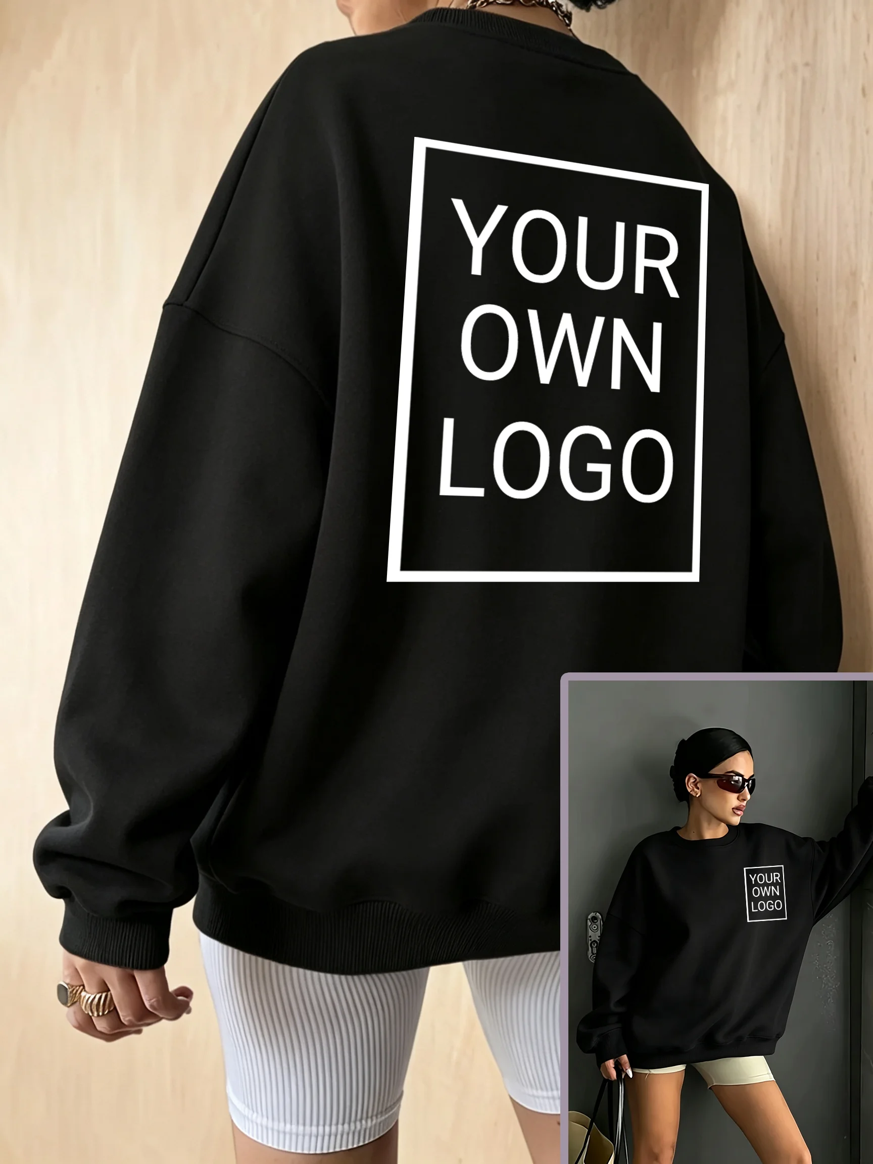 Double Side DIY Custom Pattern Women Pullover Autumn Y2K Crewneck Sweatshirt Hip Hop Clothing Fleece Loose Woman Sportswear