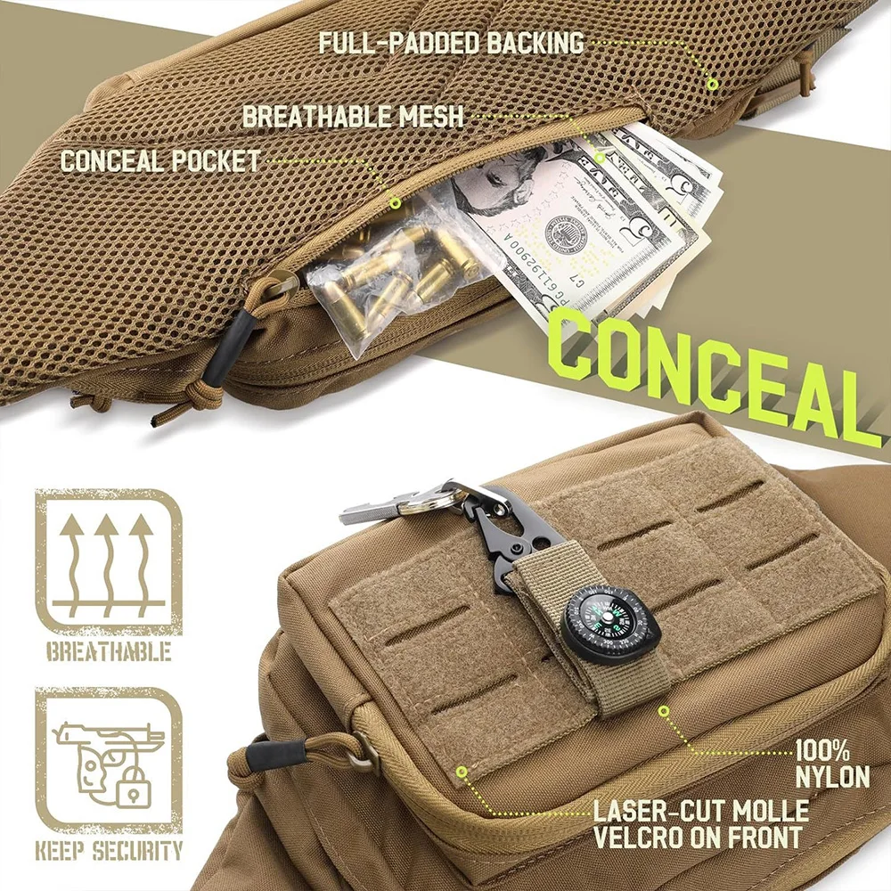 حقيبة خصر متعددة الوظائف للاستخدام الخارجي، سعة كبيرة، حقيبة خصر تكتيكية خفيفة الوزن للجري والرياضة المتحمسين A-DH #4