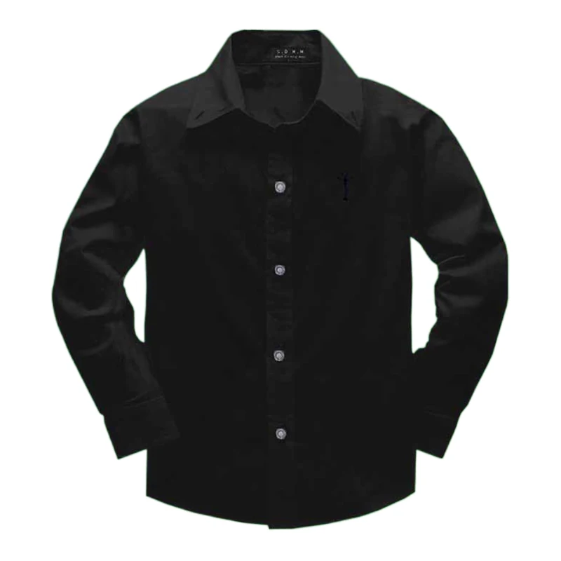 Jongens Meisjes Shirts Herfst Lange Mouw Tops Kraag Borduren Schooluniform Kledij Katoen Tees Kids Kinderen Verjaardagsfeestje Slijtage